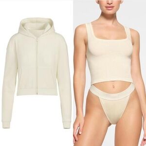 Skims Waffle Hoodie and Cotton Rib Tank Set